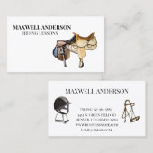 Reiten Wasserfarbe Reitsport Sattel Visitenkarte (Vorne/Hinten)