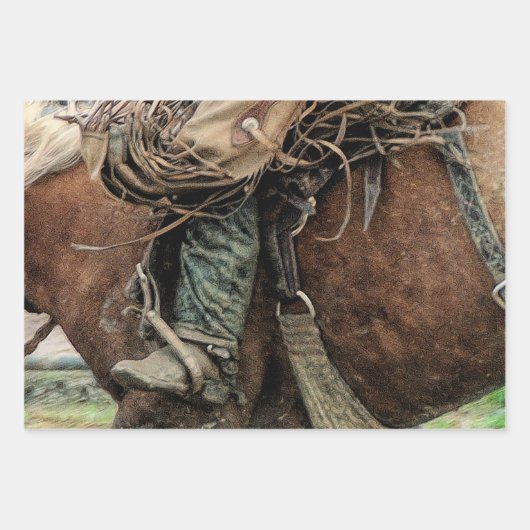 Reiten Western Rodeo Cowboy Geschenkpapier Set (Vorderseite 2)