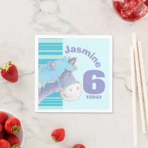 Reiten whimsical pony blauen Geburtstagsparty Serviette