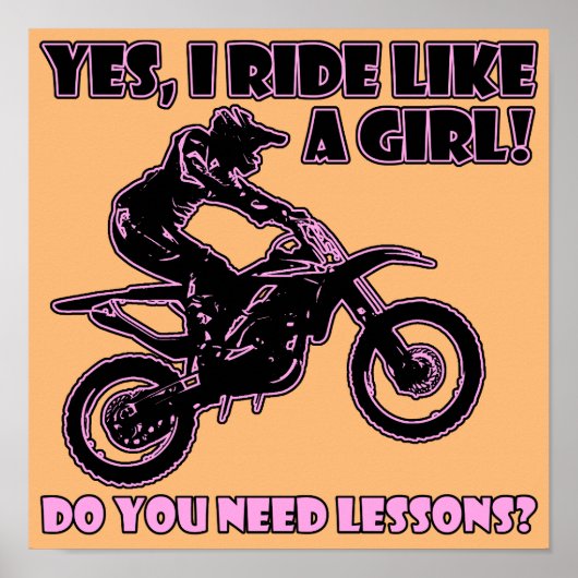 Reiten wie ein Girl Dirt Bike Motocross Plakatzeic Poster (Vorne)