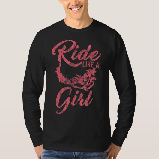 Reiten wie ein Girl Motocross Dirt Bike Rider Moto T-Shirt (Vorderseite)