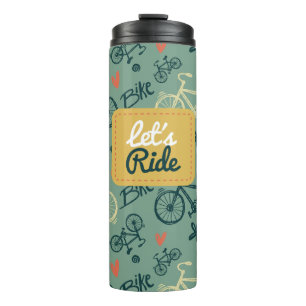 Reiten wir modernes grünes Fahrrad-Muster Thermosbecher