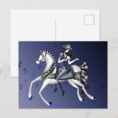 Reitende Violinistin Blaue Postkarte (Vorne/Hinten)