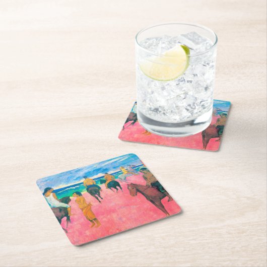 Reiter am Strand, Gauguin Rechteckiger Pappuntersetzer (Vor Ort)