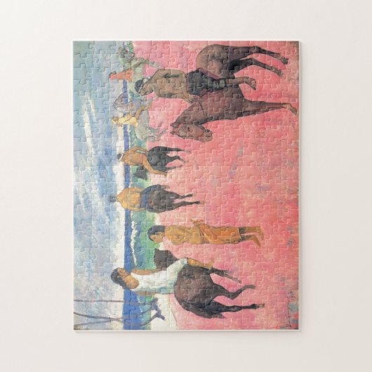 Reiter am Strand Gauguin Tahitian People Malerei Puzzle (Vertikal)