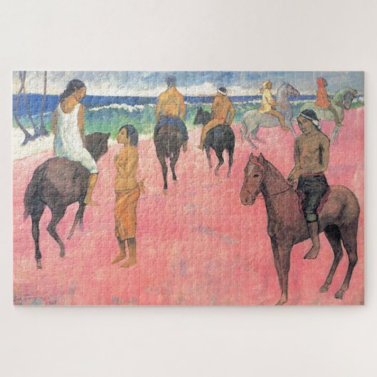 Reiter am Strand Gauguin Tahitian People Malerei Puzzle (Horizontal)