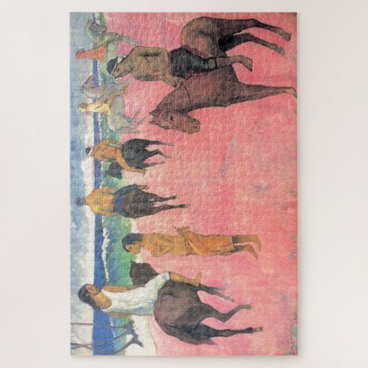 Reiter am Strand Gauguin Tahitian People Malerei Puzzle (Vertikal)