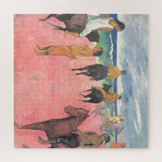 Reiter am Strand Gauguin Tahitian People Malerei Puzzle (Horizontal)