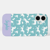 Reiter Aquamariner Pattern Individuelle Name Case-Mate iPhone Hülle (Rückseite (Horizontal))