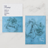 Reiter auf einer Pferdezucht-Monogramm, blau, gold Visitenkarte (Vorne/Hinten)