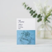 Reiter auf einer Pferdezucht-Monogramm, blau, gold Visitenkarte (Stehend Vorderseite)