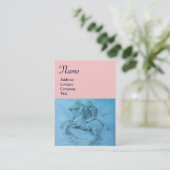 Reiter auf einer Pferdezucht-Monogramm, blau, rosa Visitenkarte (Stehend Vorderseite)