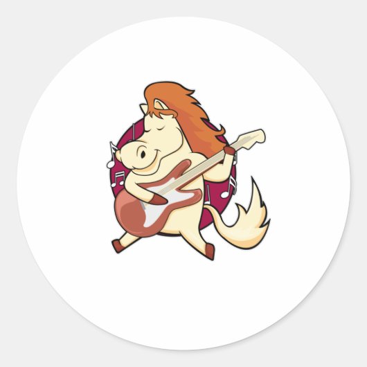 Reiter bei Musik mit Gitarre Runder Aufkleber (Vorderseite)