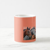 Reiter Charme: Trio Pferdeköpfe Keramik Kaffeetasse (Mittel)