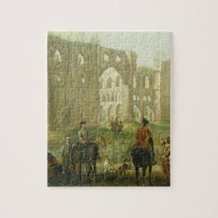 Reiter, die durch die Ruinen von Rievaulx Abtei, Puzzle