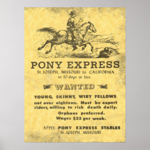 Reiter gesucht 🌵 Pony Express USA Vintage Western Poster