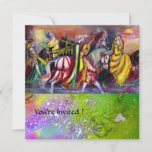 REITER IN DER NACHT ,rosa lila grüne Funken Einladung