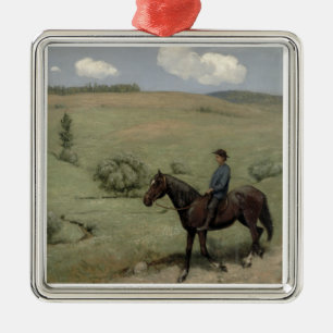 Reiter in einer Landschaft, 1894 (Öl an Bord) Ornament Aus Metall