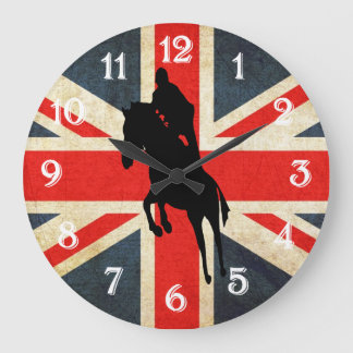 Reiter-Jumper-Union-Jack-Flag-Uhr Große Wanduhr