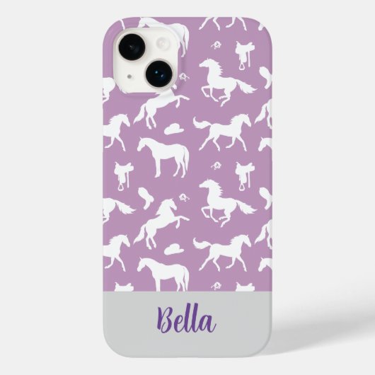 Reiter Lila Pattern Individuelle Name Case-Mate iPhone Hülle (Rückseite)