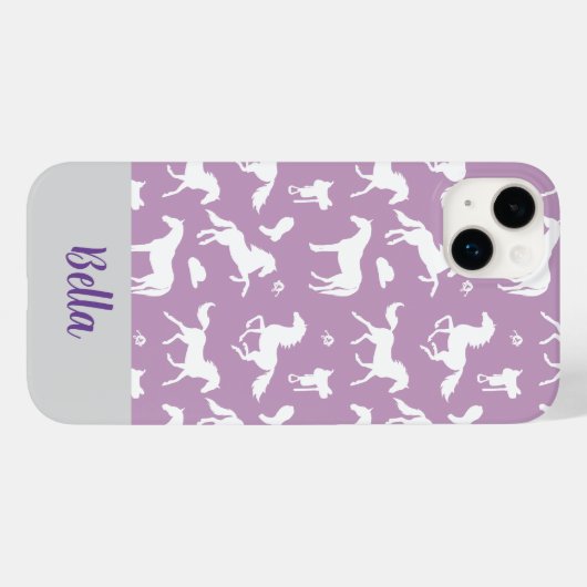 Reiter Lila Pattern Individuelle Name Case-Mate iPhone Hülle (Rückseite (Horizontal))