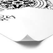 Reiter Mandala Zurück und Weiße Silhouette Zeichne Poster (Ecke)