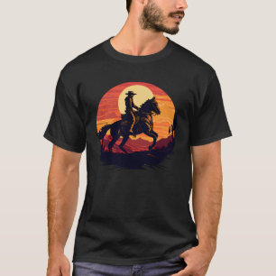 Reiter Retro Vintages Sonnenuntergang Pferd Graph T-Shirt