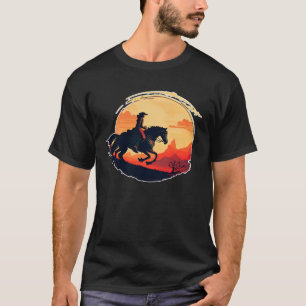 Reiter Retro Vintages Sonnenuntergang Pferd Graph T-Shirt