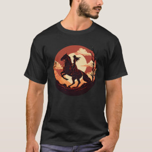 Reiter Retro Vintages Sonnenuntergang Pferd Graph T-Shirt