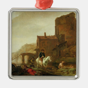 Reiter und Badegast Silbernes Ornament