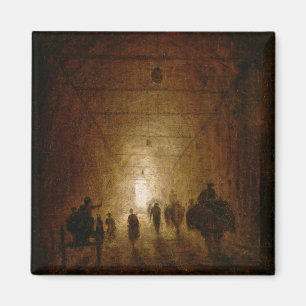 Reiter und Fußgänger, die durch ein gewölbtes P Magnet