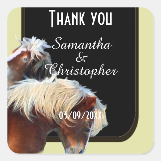 Reiter und Pferdeponyreiter-Thema danke Quadratischer Aufkleber (Vorderseite)