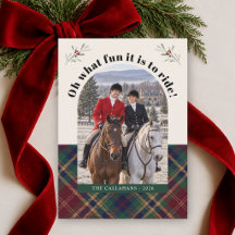 Reiter-Weihnachtsfoto Klassisches Tartan Karo