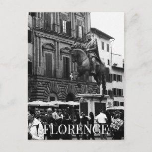 Reiterdenkmal Cosimo Florenz + Touristen Postkarte