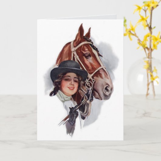 Reiterfrau Karte (Gelbe Blume)