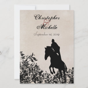Reiterliche Vintage-Hochzeitseinladung im Pferdest Einladung