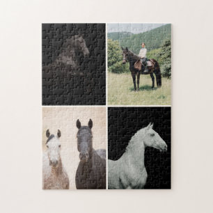 Reiterpferd 4 Foto-Collage Einfach Benutzerdefinie Puzzle