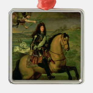 Reiterporträt von Louis XIV Silbernes Ornament