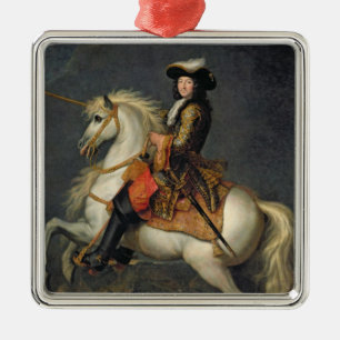 Reiterporträt von Louis XIV Silbernes Ornament