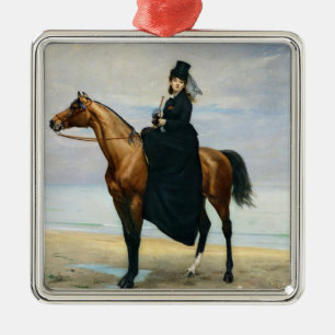 Reiterporträt von Mademoiselle Croizette Ornament Aus Metall