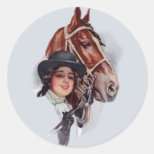 Reitfrau Runder Aufkleber (Vorderseite)