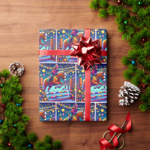 Reitfrauen Jumping Pferd Weihnachten Geschenkpapier