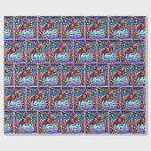 Reitfrauen Jumping Pferd Weihnachten Geschenkpapier (Flach)