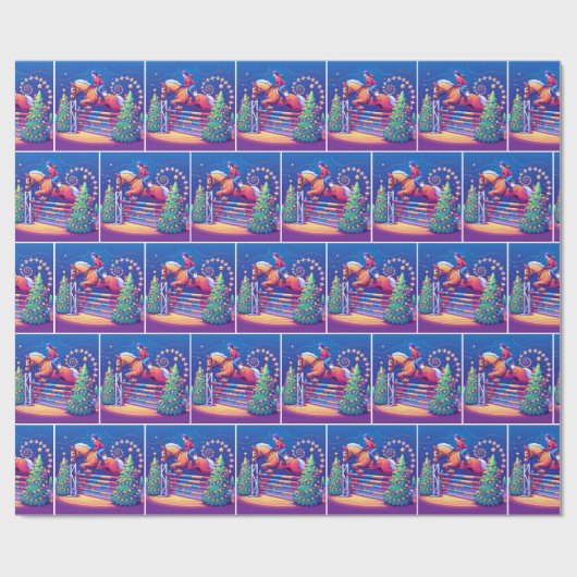 Reitfrauen Jumping Pferd Weihnachten Geschenkpapier (Flach)