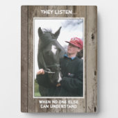 Reitfreund aus dunklem Holz mit Foto Fotoplatte (Vorderseite)