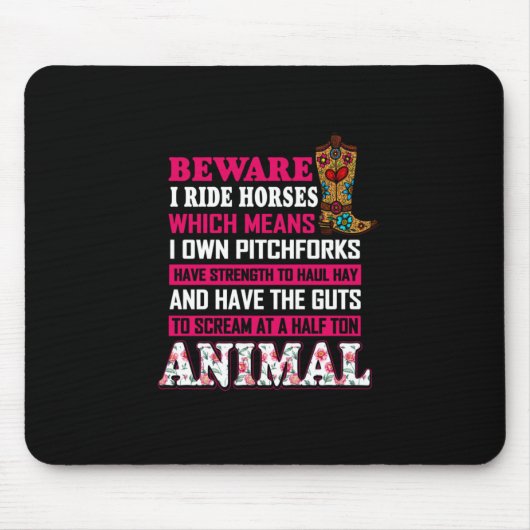 Reitgeschenk | Vorsicht bei Pferden Mousepad (Vorne)