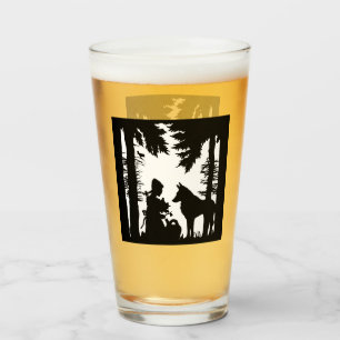 Reithood unter Baumwolf-Silhouette Glas