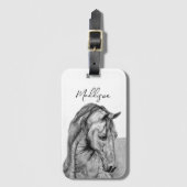 Reitkunststift zeichnend Schwarzweiß Gepäckanhänger (Vorderseite Vertikal)