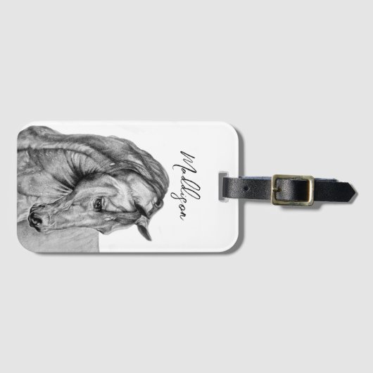 Reitkunststift zeichnend Schwarzweiß Gepäckanhänger (Vorderseite (Horizontal))