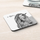 Reitkunststift zeichnend Schwarzweiß Getränkeuntersetzer (Linke Seite)